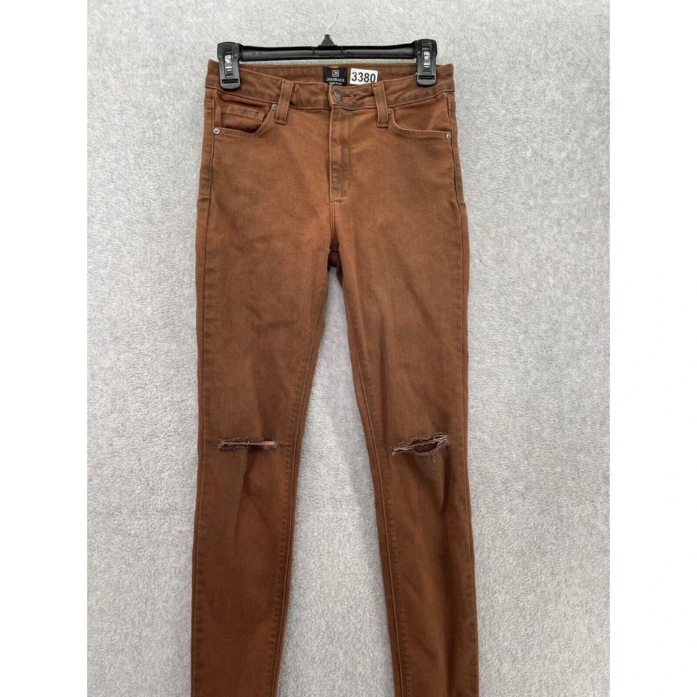 JustBlack Women's Pants Distressed Brown Size 27 Skinny Cotton Blend USA Made - Picture 13 of 14